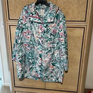 Lightweight floral Raincoat with hood